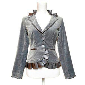 WHITE HOUSE BLACK MARKET Velvet Peplum Grey Jacket